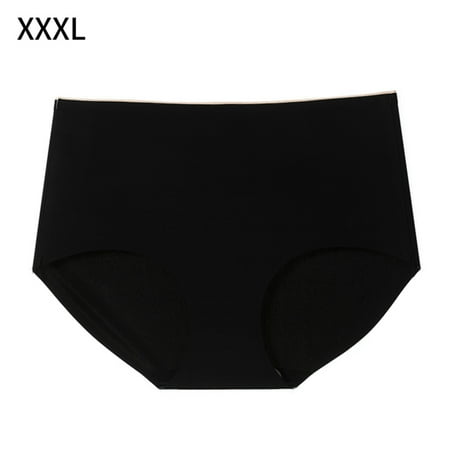 

1111Fourone Panties Women Seamless Mid-waist Breathable Briefs Soft Underwear Black 3XL