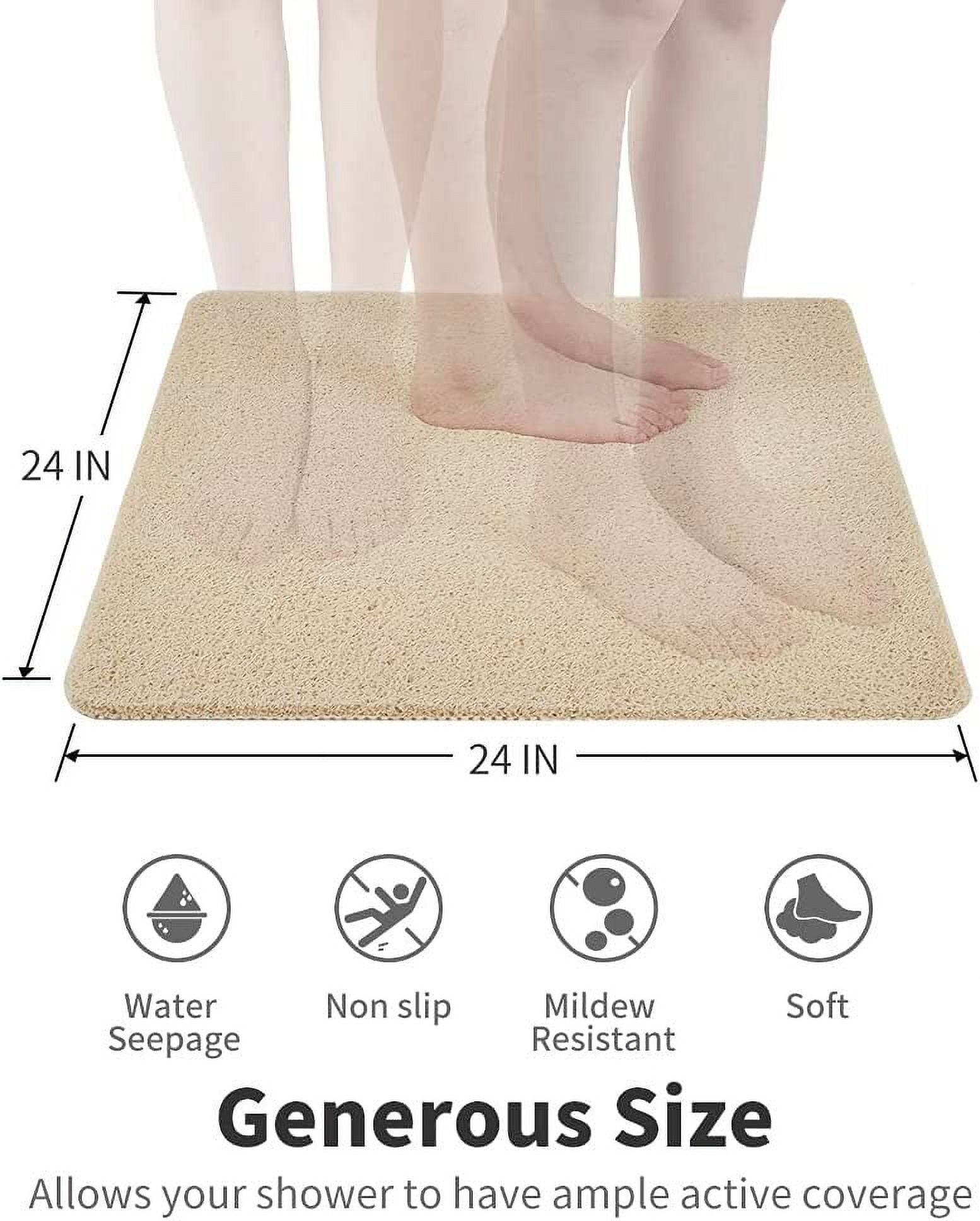 Shower Mat Non-Slip, Soft Comfort Bath Mat with Drainage Holes, PVC Loofah  Massage Bathmat for Shower,Tub,Bathroom,Wet Areas, Quick Drying