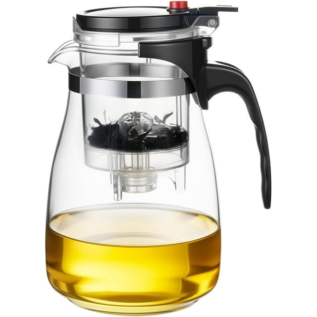 1000ml/33oz Tea Pot, Glass Teapot with Removable Infuser, magic teapot One Button Press to Filter the Tea Soup,Tea Water Separation Design, for Loose Leaf Oriental Tea