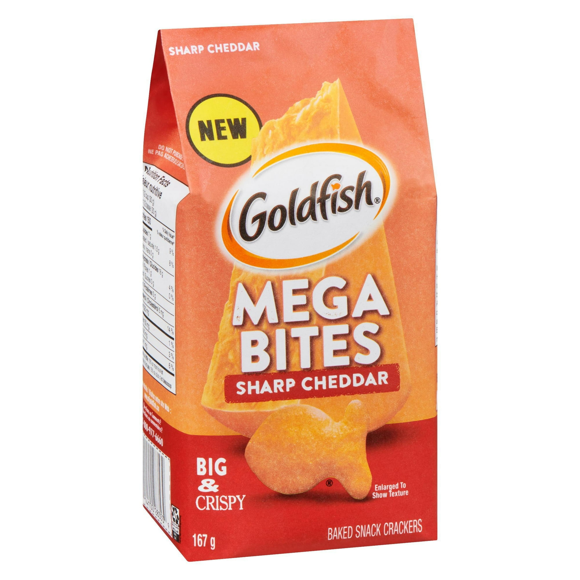 Craquelins Goldfish(MD) Mega Bouchées Cheddar Fort, Sachet de 167 g