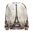 thumbnail image 7 of Eiffel Tower Women's Floral Printed Sweatshirt Long Sleeve Crewneck Casual Loose Vintage Graphic Pullover Tops, 7 of 7