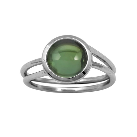 Round 8 MM Natural Green Tourmaline Solitaire 925 Sterling Silver Women Valentines Day Gifts Ring