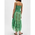 thumbnail image 2 of Tube Top Dress for Women Summer Solid Strapless Dresses, Off the Shoudle Ruffle Beach Dress Green M, 2 of 5