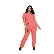 Koi Becca V Neck Scrub Top, Coral, L