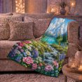 thumbnail image 6 of Wildflower Meadow Mountain Lake Scenery Bright Peaceful Nature, Peaceful Mountain Lake Scene, Warm Flannel Blanket for Cabin and Lodge, Outdoor Lovers Camping Gift, Rustic Home Decor, 6 of 9