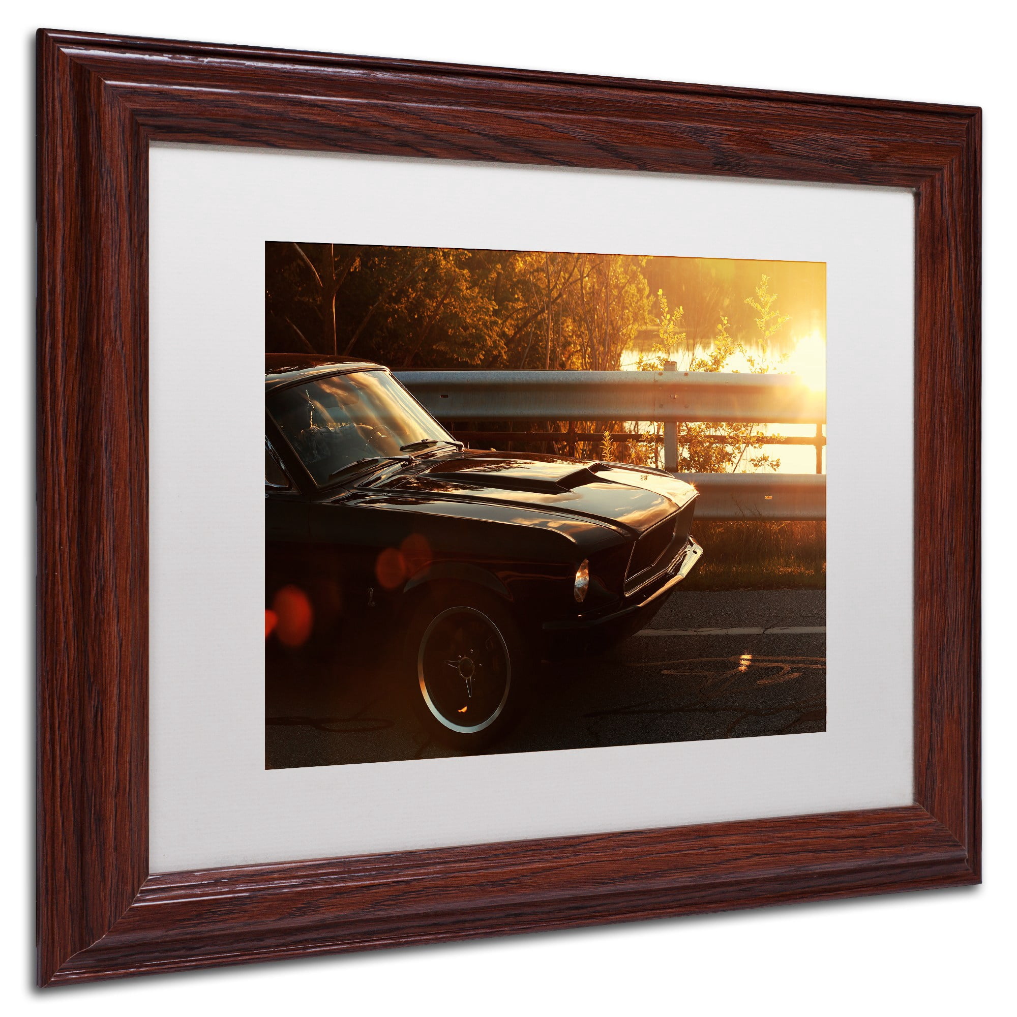 Trademark Fine Art "67 Mustang" Canvas Art by Jason Shaffer, White Matte, Wood Frame