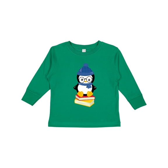 Inktastic Penguin Going to School, Cute Penguin, Books, Hat Boys or Girls Long Sleeve Toddler T-Shirt