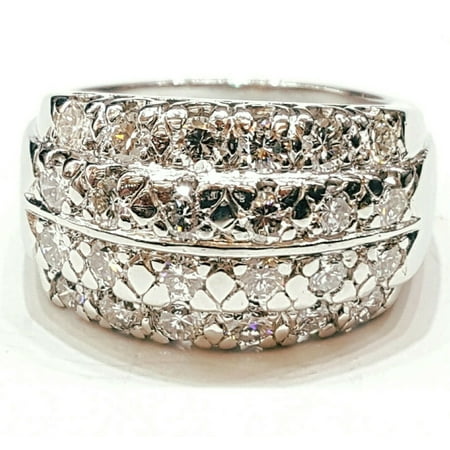 1.00Ct genuine diamond platinum Women's anniversary wedding Ring gift Size 6.25