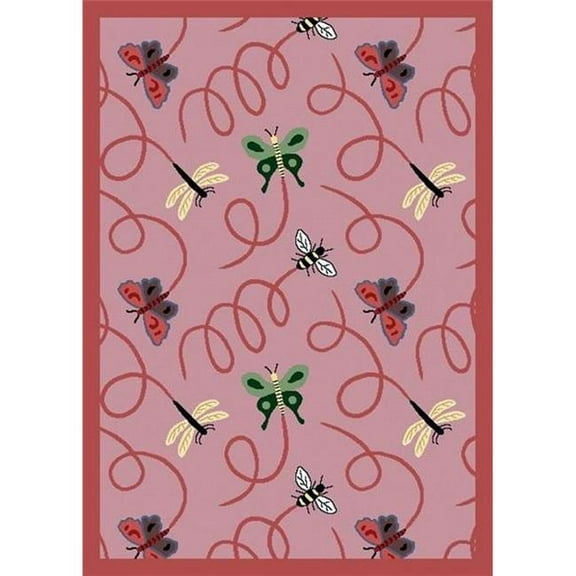 Wing Dings Rose 5 ft.4 in. x 7 ft.8 in.  WearOn Nylon Machine Tufted- Cut Pile Nature Rug