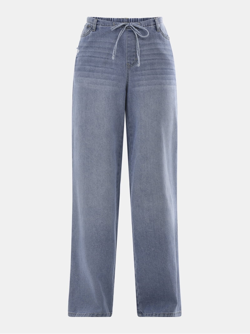 No Boundaries Mini Waistband Wide Leg Pants, 31'' Inseam, Women's