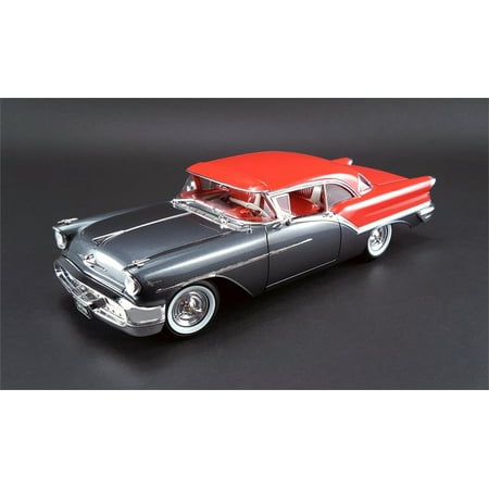 1957 Oldsmobile Super 88 Charcoal Grey And Festival Red Model Car By 1957 Oldsmobile Super 88 Charcoal Grey And Festival Red Model Car By Acme In 1 18 Scale