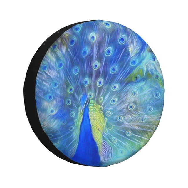 Fotbe Peacock Funda de Llanta de Repuesto con Estampado, Engrosada, Ajuste Universal para Jeep, Remolque, RV, SUV, Camión-17 inch