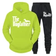 thumbnail image 3 of Conjunto de dos piezas "El Dogfather" Divertido chándal casual para amantes de los perros salchichas para hombre Otoño Conjunto de ropa deportiva holgada con capucha estilo hip hop con animales, 3 of 4