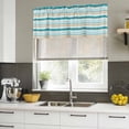 thumbnail image 4 of Teal Khaki Striped Curtain Valances for Windows, Kitchen Valance Window Treatments Panel 2 Pack, Farmhouse Stripes Modern Abstract Art Rod Pocket Short Curtains for Bathroom Bedroom 54 x 18 Inch, 4 of 8