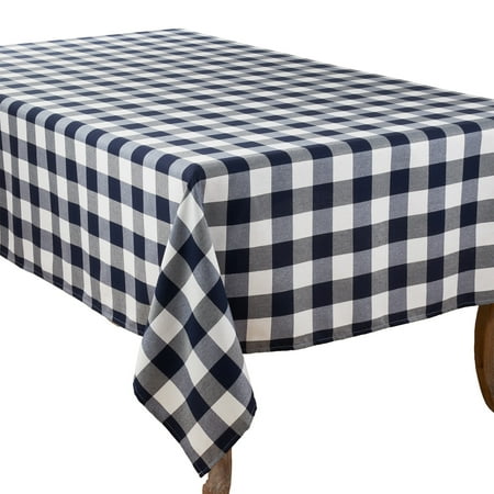 Black And White Christmas Tablecloth Fennco Styles Buffalo Plaid Collection Classic Checked Cotton Blend Tablecloth - Navy Blue 70 x70 Tablecloth for Banquets, Christmas, Special Events and Home Décor ()