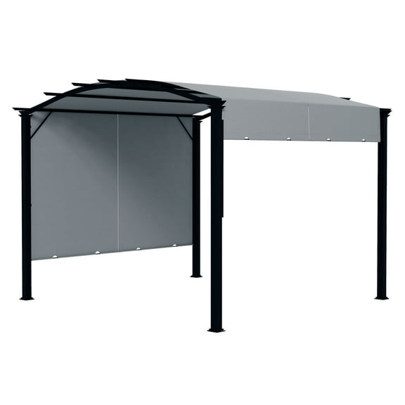 11x11 Retractable Pergola Canopy - Steel Outdoor Patio Gazebo - Gray Sun Shade for Backyard