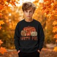 thumbnail image 2 of HAYIMI Kids Cute Pumpkin Print Sweatshirt Boys Children Long Sleeve Crew Neck Casual Pullover Tops Cozy Dailywear, 2 of 6