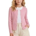 thumbnail image 3 of WAVSUF Girls Sweater Jacket Lightweight Long Sleeve Crew Neck Comfort Soft Fall Thin Style Cardigan Pink 3, 3 of 8