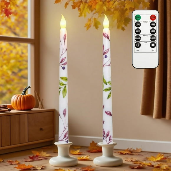 Impress Life Leaf Flameless Taper Candles Battery Operated Candle with Remote Control