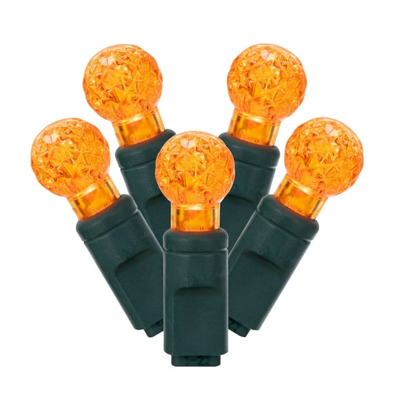 Vickerman 100 Orange G12 LED Single Mold Light on Green Wire, 34' Christmas Light Strand