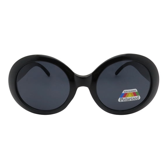 Pop Fashionwear® Womens Fashion Circle Round Jackie O Bold Chic Sunglasses Polarized Lens Black Smoke
