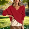 thumbnail image 6 of successthop Off Shoulder Sweater Juniors Long Sleeve V Neck Tops Pullover Wrap Knitwear Oversized Fall Casual Clothes S, 6 of 6