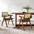 thumbnail image 2 of Side Dining Chair Armchair, Set of 2, Black, Faux Leather, Wood, Bar Pub Cafe Bistro Dining Kitchen Hospitality Restaurant, Modern Contemporary, HB37224, 2 of 10