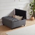 thumbnail image 3 of Kingfun 35.5" Large Square Ottoman Bench, Tufted Upholstered Coffee Table Ottoman with Storage, Oversized Ottomans Toy Box for Living Room Bedroom, Grey, 3 of 13