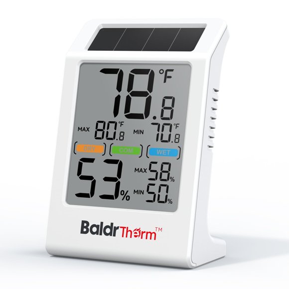 Termómetro de habitación BaldrTherm con energía solar y pantalla de 3,2"