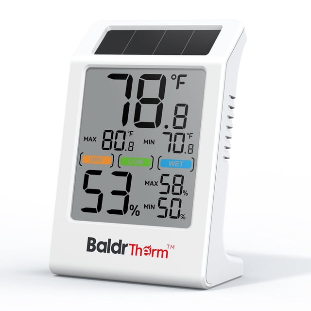 Termómetro de habitación BaldrTherm con energía solar y pantalla de 3,2"