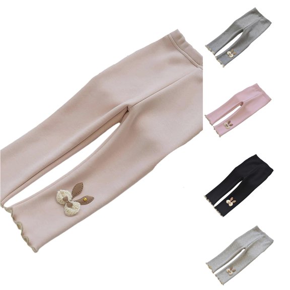 Toddler Girls Pants Warm Leggings Stretchy Thick Tights Pants Trousers Size 3-4T ,Beige