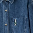 thumbnail image 4 of ClodeEU Women Denim Shirts,Oversized Long Sleeve Denim Coat,Button Down Blouse，Casual Top Shackets Dark Blue,Womens Plus XL, 4 of 4