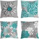 thumbnail image 1 of Juego de fundas de almohada de lino con estampado floral y margaritas, 4 unidades, 45 x 45 cm, 1 of 3