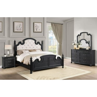 Celina 4-piece Queen Bedroom Set with Upholstered Headboard Black and Beige