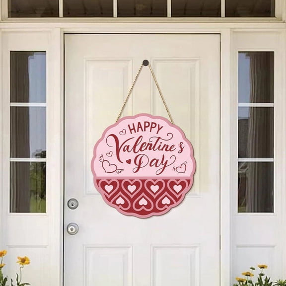 HBBKVI Valentines Day Door Decoration Sign, Wooden Hanging Welcome Sign Valentine Decorations Spring Decor for Front Door
