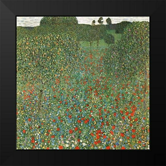 Klimt, Gustav 12x12 Black Modern Framed Museum Art Print Titled - Mohnfeld