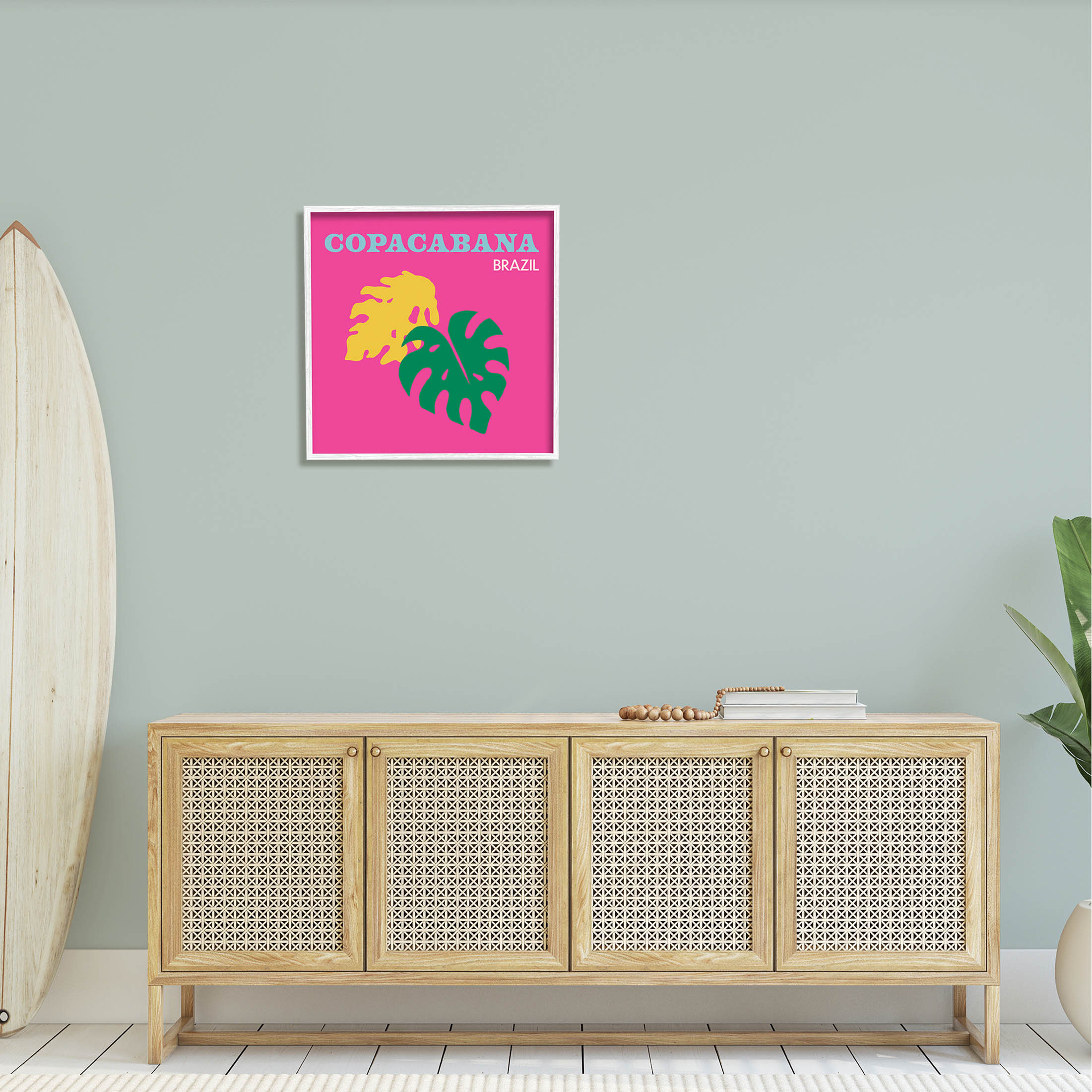 Stupell Industries Bold Copacabana Plant Leaves Graphic Art White Framed Art Print Wall Art, Design by The Saturday Evening Post