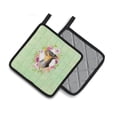 thumbnail image 2 of Carolines Treasures CK4356PTHD Black Miniature Pinscher Green Flowers Pair of Pot Holders 7.5HX7.5W multicolor, 2 of 4