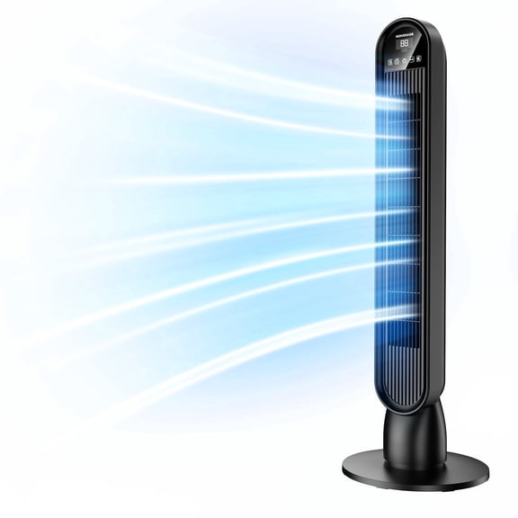 Tower Fan, 36" LED Display Floor Fan with Remote, 20ft/s Max Speed, 4 Speeds 4 Modes, 70° Oscillating, 8H Timer,Auto Dimming, for Bedroom Office