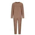 thumbnail image 4 of Mlzmgr Womens Lounge Sets Fuzzy Fleece Warm Crwe Neck Shirts Elastic Waisted Pants for Women Casual Solid Color 2 PC Sets, 4 of 6