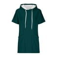 thumbnail image 4 of Sakmal Hooded Womens Tops Under $5 Short Sleeve Green Solid Knot Loose Fit Tunic Shirts, 4 of 7