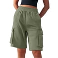 thumbnail image 4 of MIXUE Shorts For Women Summer Solid Color High Waist Cargo Casual Outdoor Athletic Pockets Fitness Leisure Activities Womens Shorts Daily-Wear,Green,M, 4 of 4