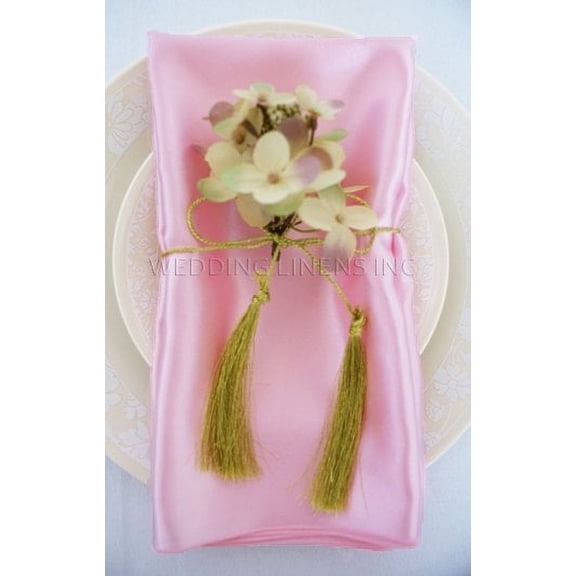 Wedding Linens Inc. (10pcs) 20'' x20" Satin Table Napkins for wedding Party Decoration events - Pink