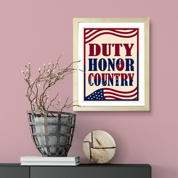 Designs ByLITA Duty, Honor, Country, 11 x 14 Wooden Wall Print (Framed) | USA Patriotic Decoration