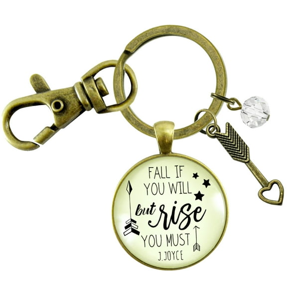 Motivational Gutsy Goodness Bronze Keychain Fall if You Will but Rise Adult Female Adult Metal Jewelry