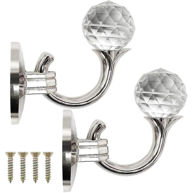 Paquete de 2 soportes de cortina de cristal para montaje en pared, gancho para corbata