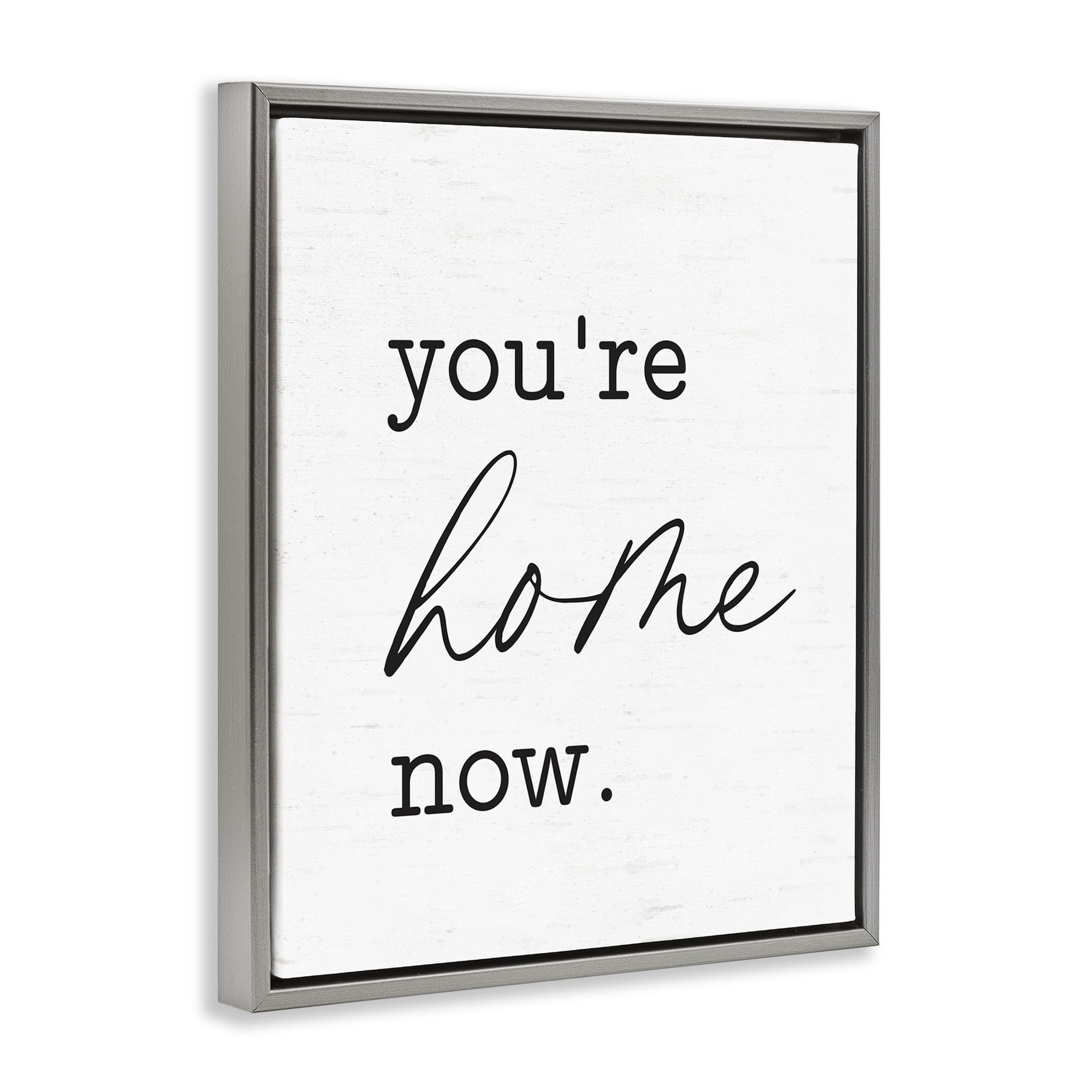 Stupell Industries You're Home Now Text & Numbers Painting Gray Floater Framed Canvas Art Print Wall Art, 17 x 21