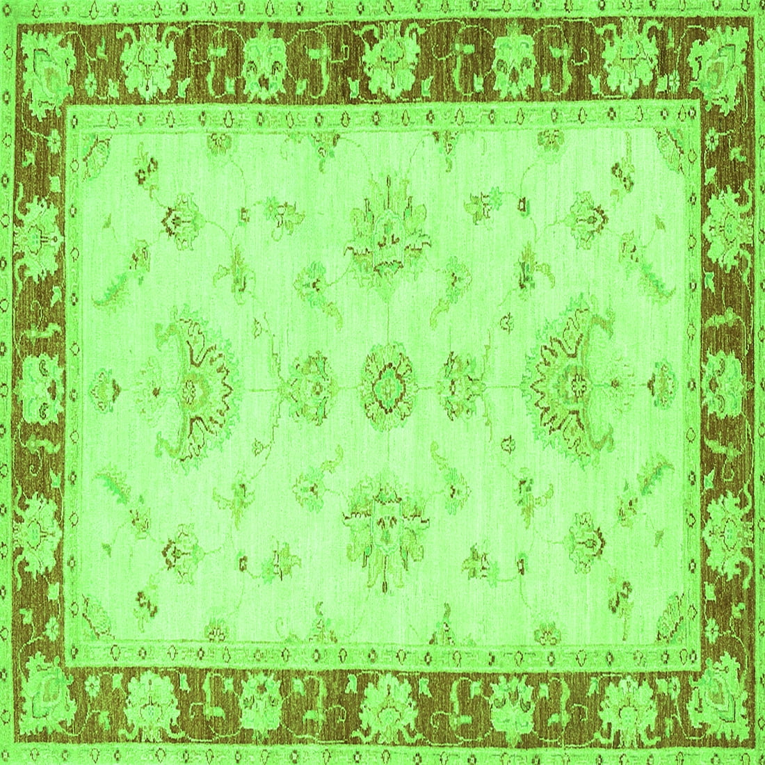 Ahgly Company Indoor Square Oriental Green Traditional Area Rugs, 5' Square