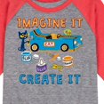 thumbnail image 3 of Pete The Cat - Imagine It Create It Race Car - Toddler And Youth Raglan Graphic T-Shirt, 3 of 7