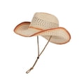 thumbnail image 1 of Jazz Hat Hollow Design Wide Brim Sun Hat Adjustable Drawstring Cowboy Hat Breathable Lightweight Summer Outdoor Hat, 1 of 8